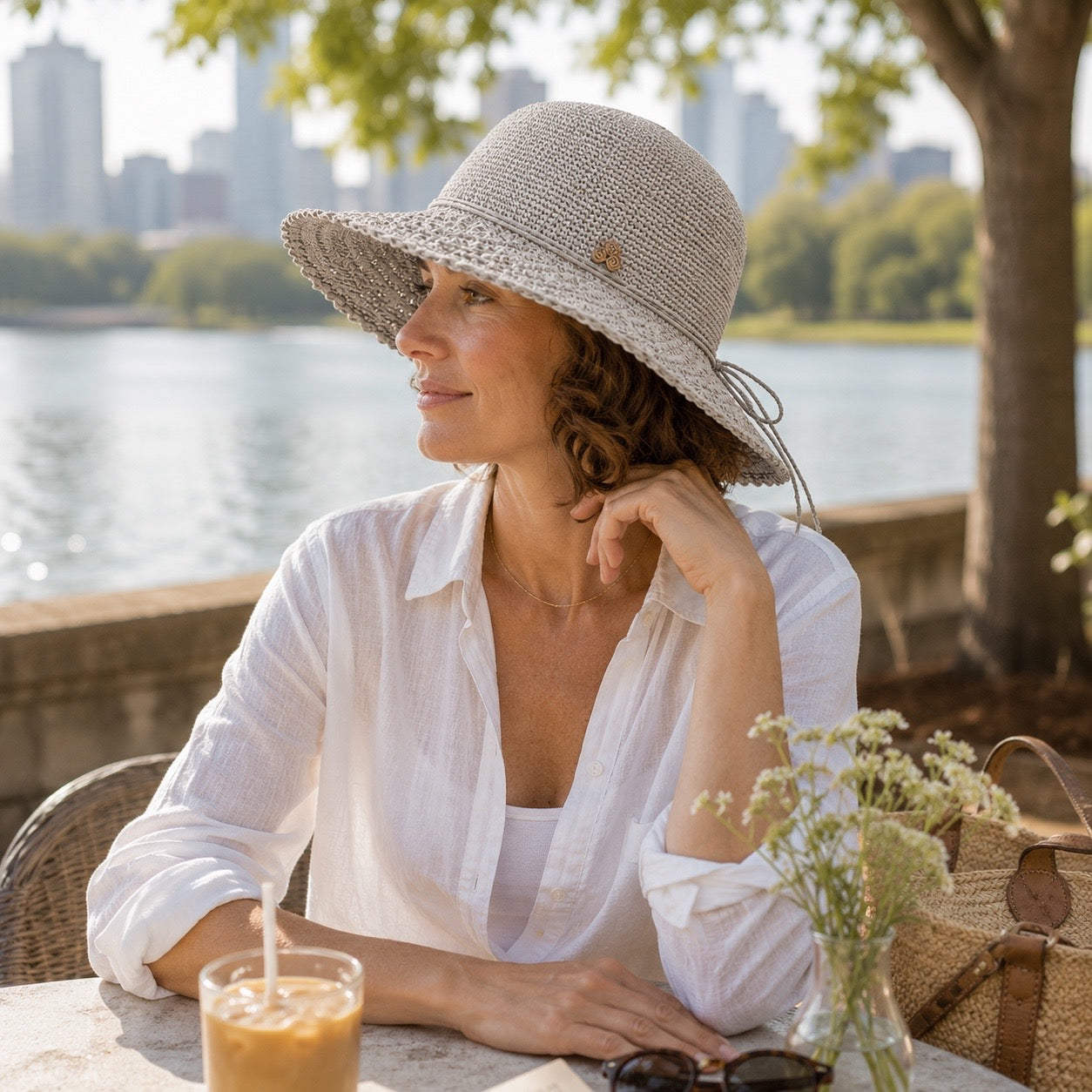 The Frida Packable Straw Hat - Pewter