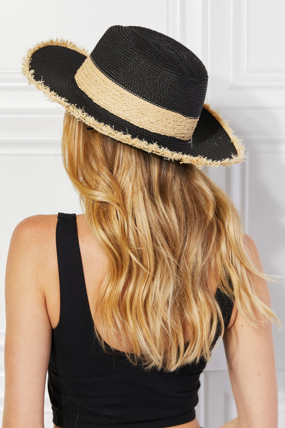 Justin Taylor Poolside Baby Straw Fedora Hat in Black - Nubian Lane Hat Co.