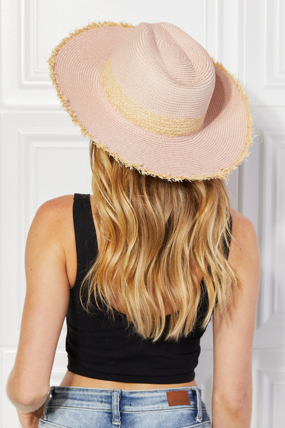 Justin Taylor Poolside Baby Straw Fedora Hat in Pale Blush - Nubian Lane Hat Co.