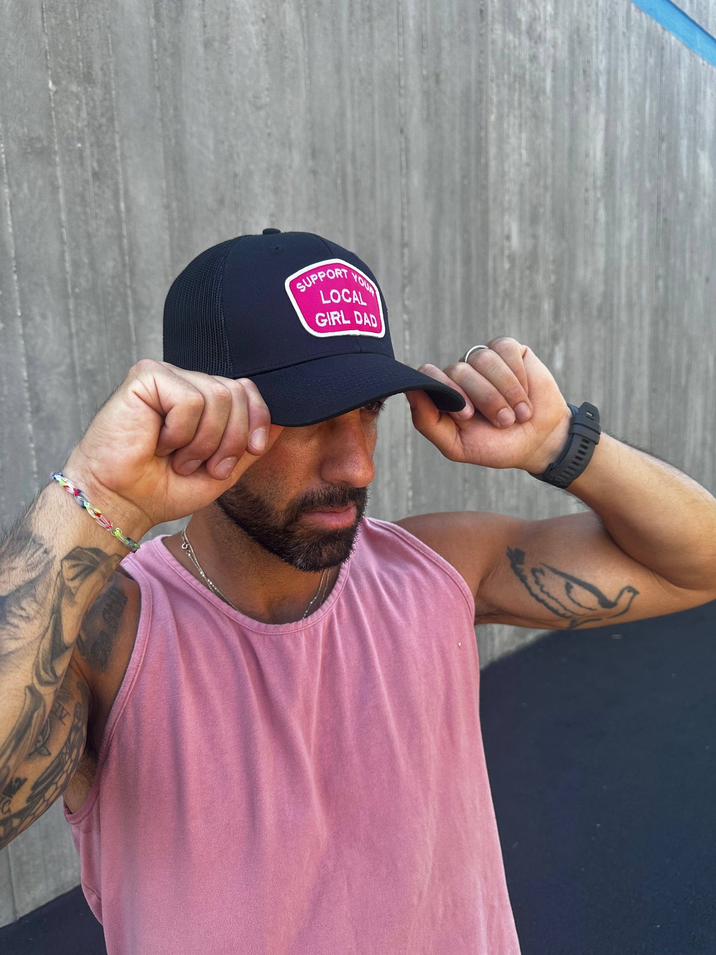 Support Your Local Girl Dad CURVED Bill Trucker - Nubian Lane Hat Co.