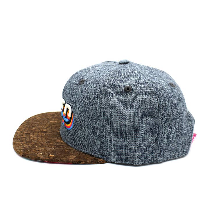 Grey Snapback | Hemp Blend | Cork Brim | RHOMBUS - Nubian Lane Hat Co.