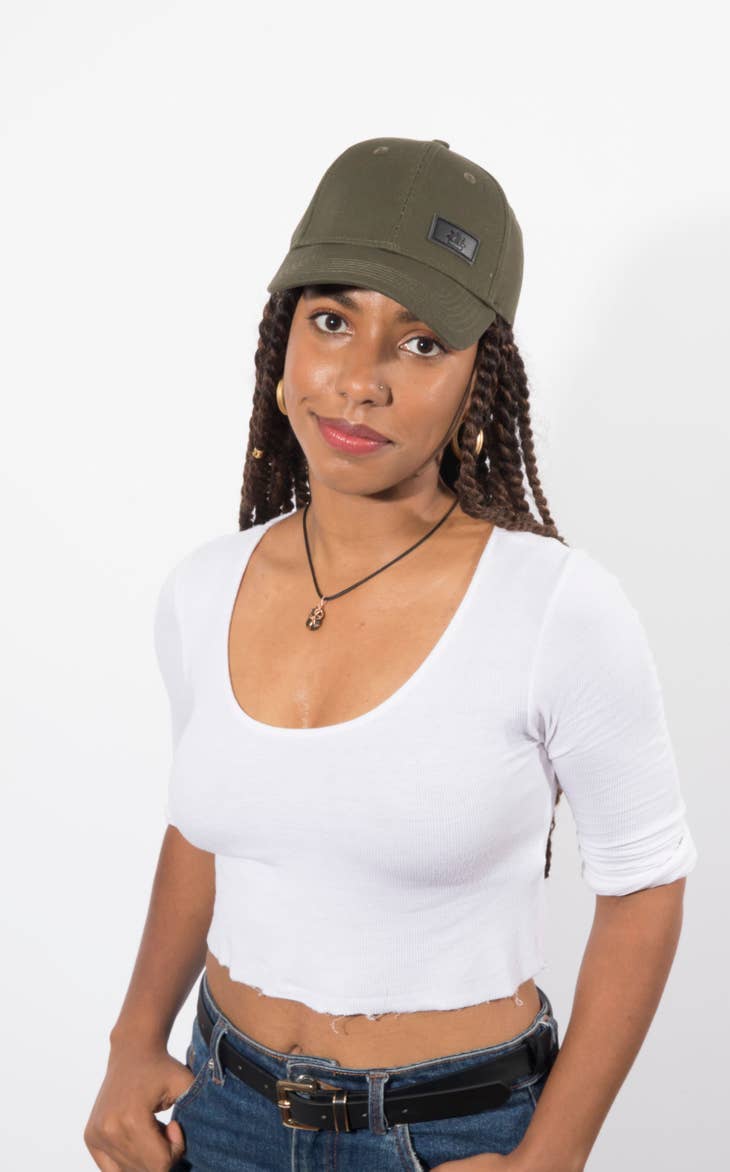 Khaki Satin Lined Full Baseball Cap - Nubian Lane Hat Co.