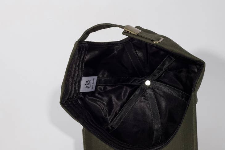 Khaki Satin Lined Full Baseball Cap - Nubian Lane Hat Co.