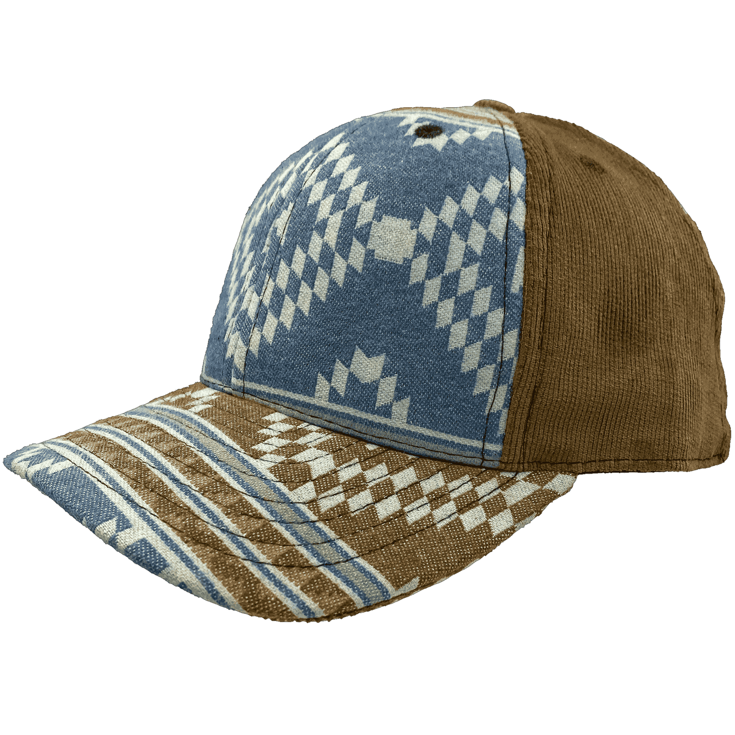 Primo Ball Cap | Blue Tan Corduroy - Nubian Lane Hat Co.