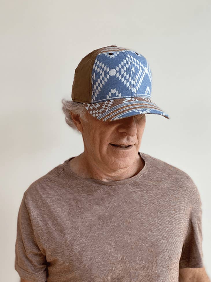 Primo Ball Cap | Blue Tan Corduroy - Nubian Lane Hat Co.