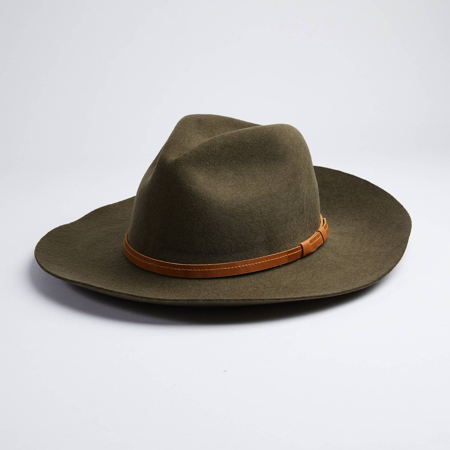 Rancher Style Olive Green Felt Hat Andean Wool Felt Nubian