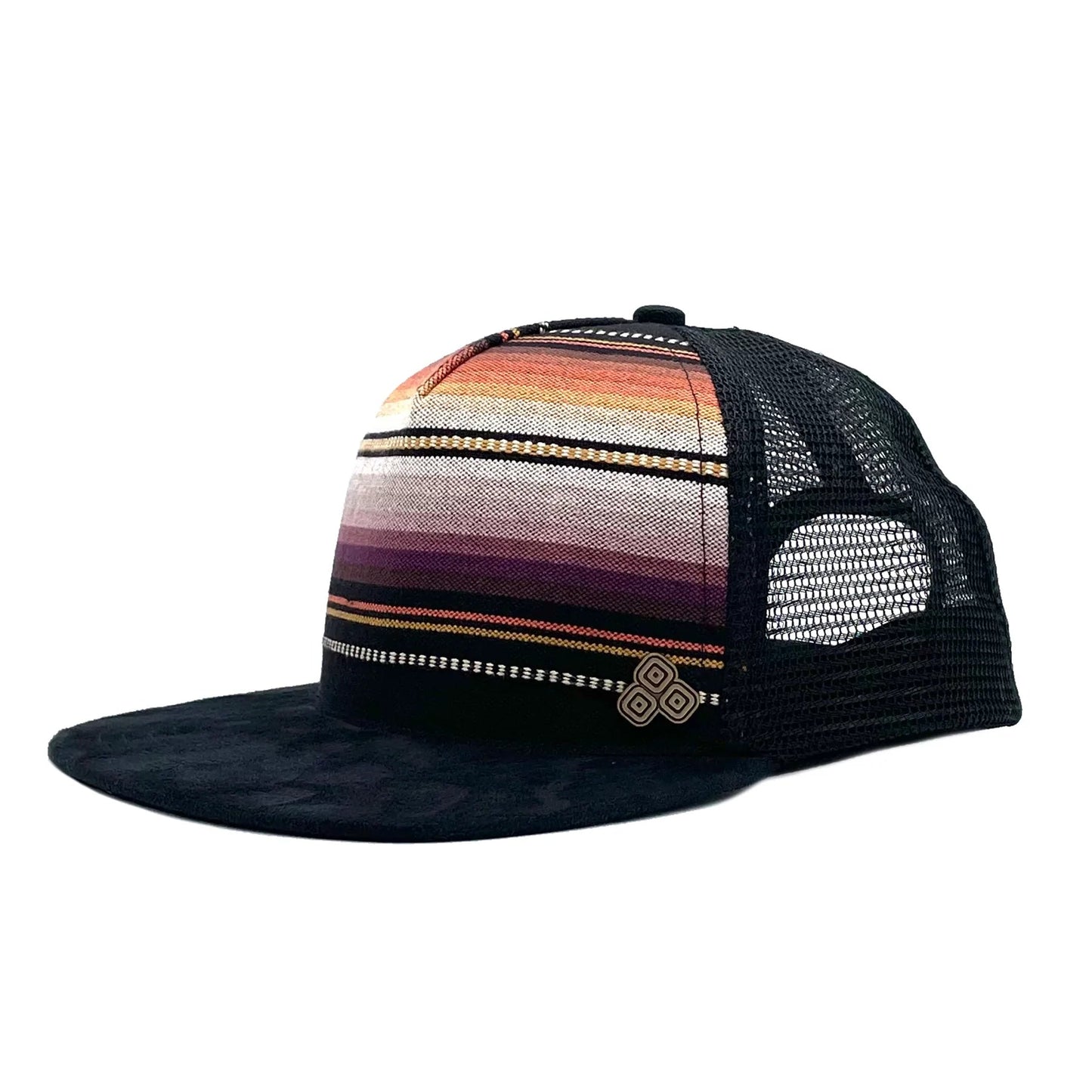 Zuma Trucker Hat - Striped Maroon - Nubian Lane Hat Co.
