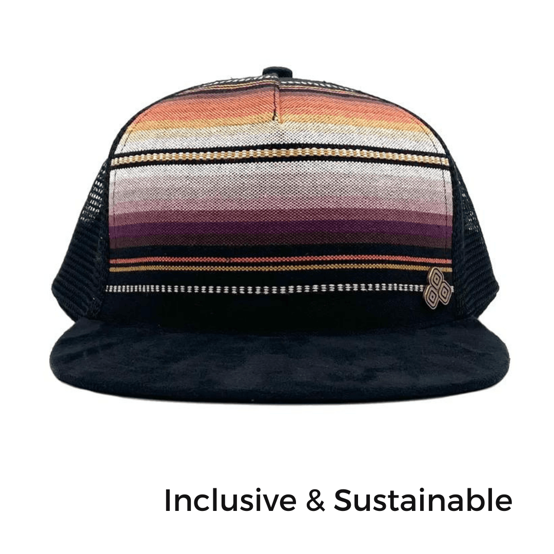 Zuma Trucker Hat - Striped Maroon - Nubian Lane Hat Co.