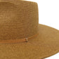 Brown straw hat with a wide brim on a white background