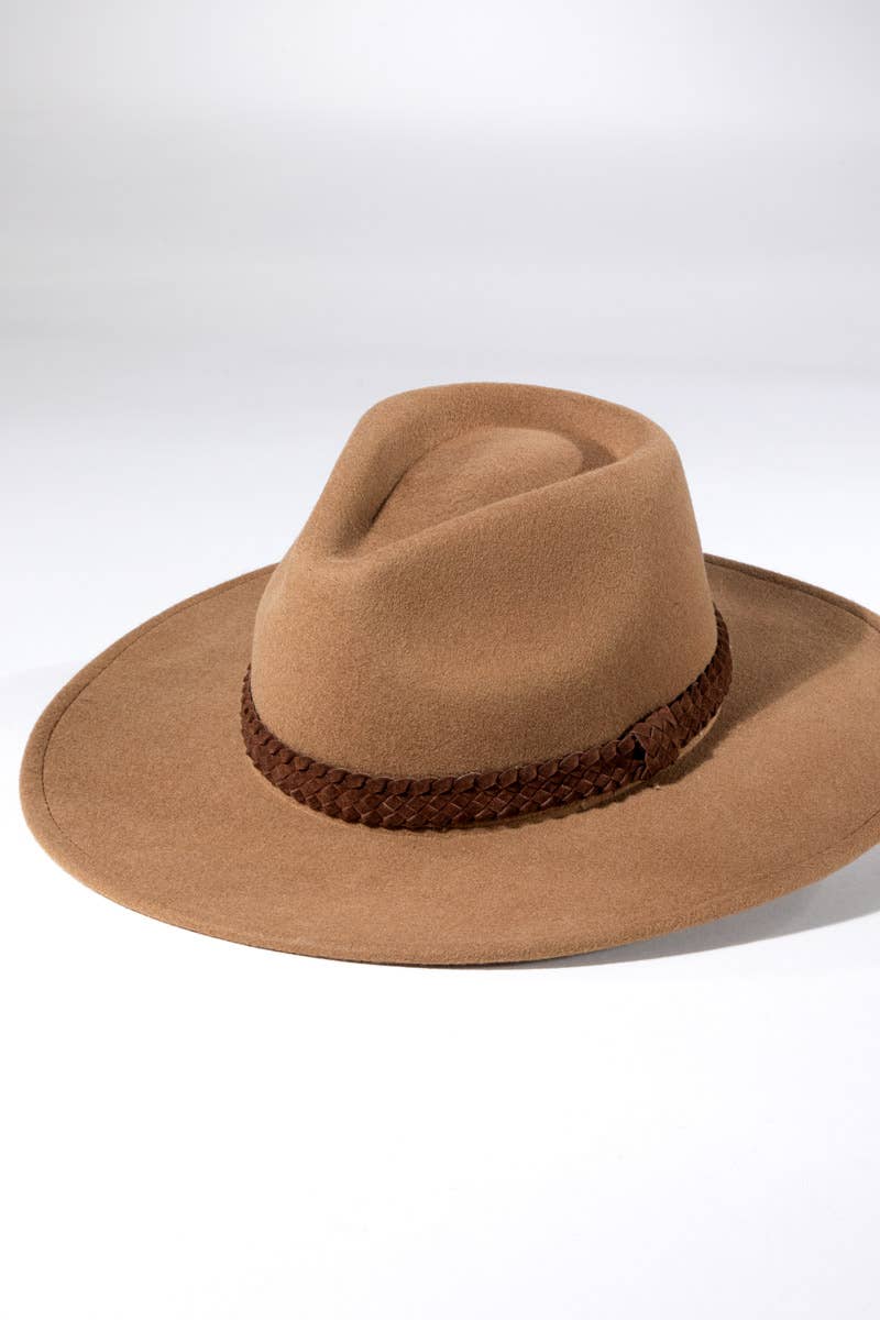 Braided Leather Trim Panama – Pecan
