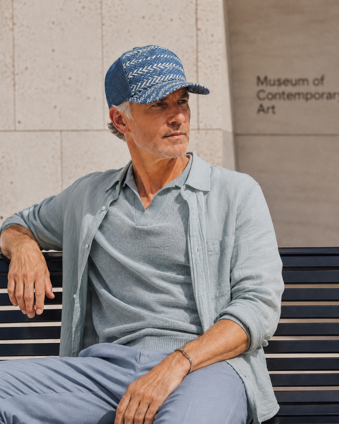 The Primo Ball Cap - Blue Chevron Denim