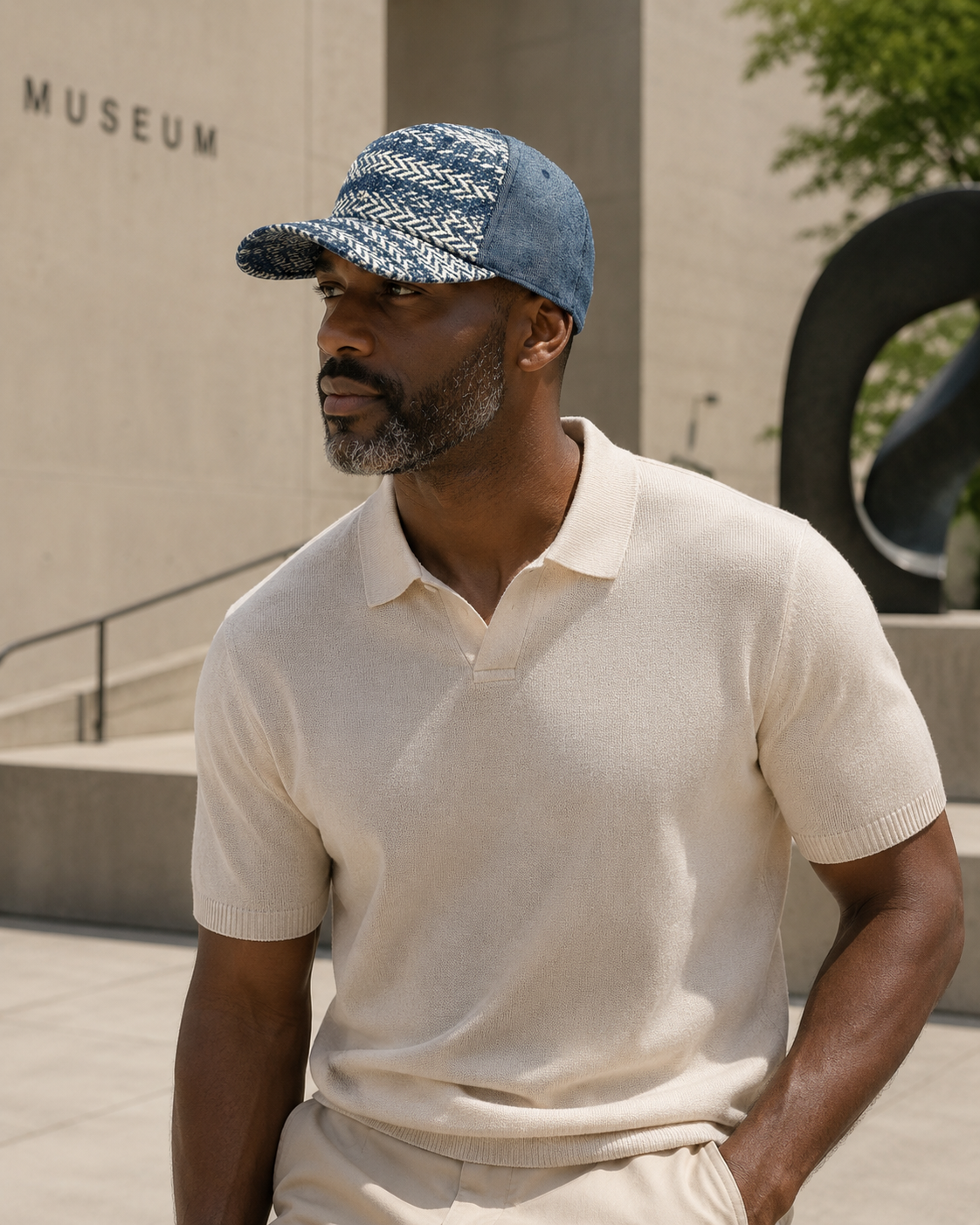 The Primo Ball Cap - Blue Chevron Denim