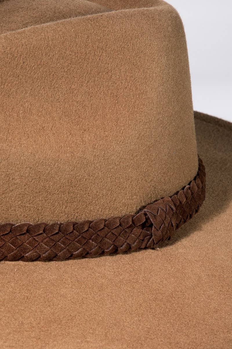 Braided Leather Trim Panama – Pecan