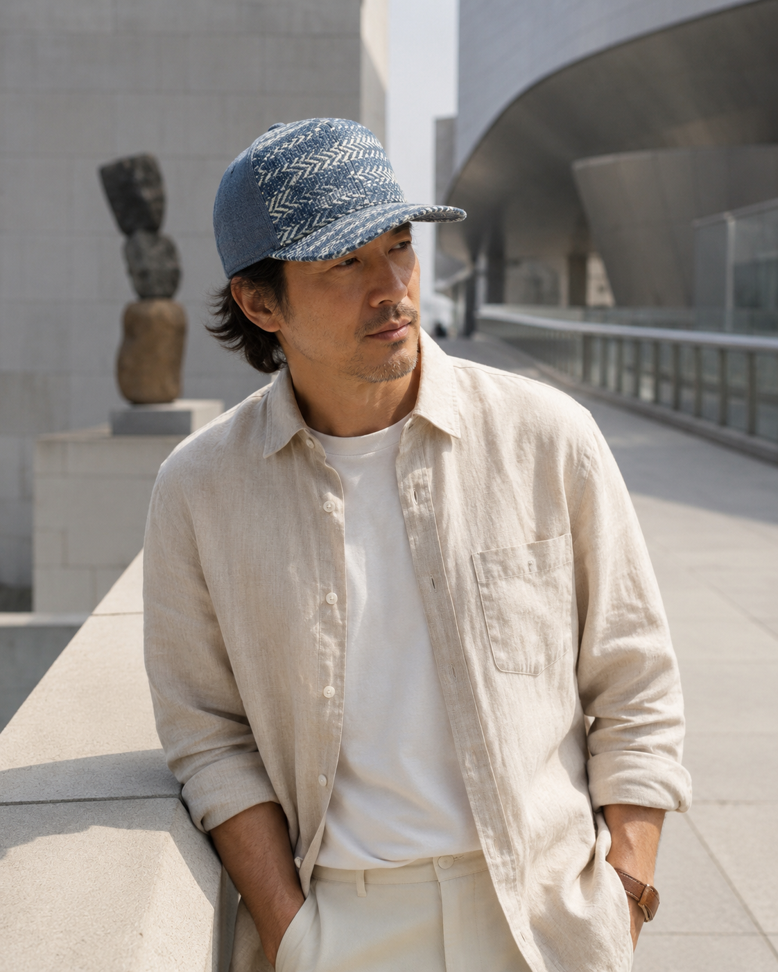 The Primo Ball Cap - Blue Chevron Denim