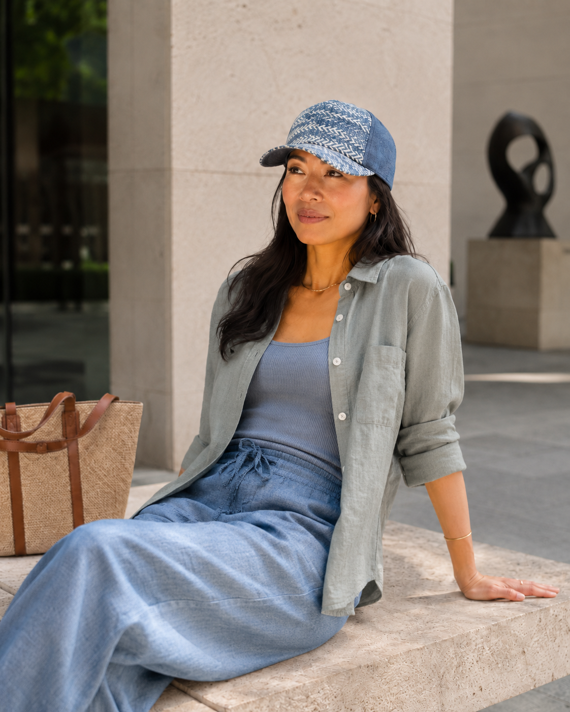 The Primo Ball Cap - Blue Chevron Denim