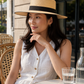 The Polo - Beige Straw with Black Trim