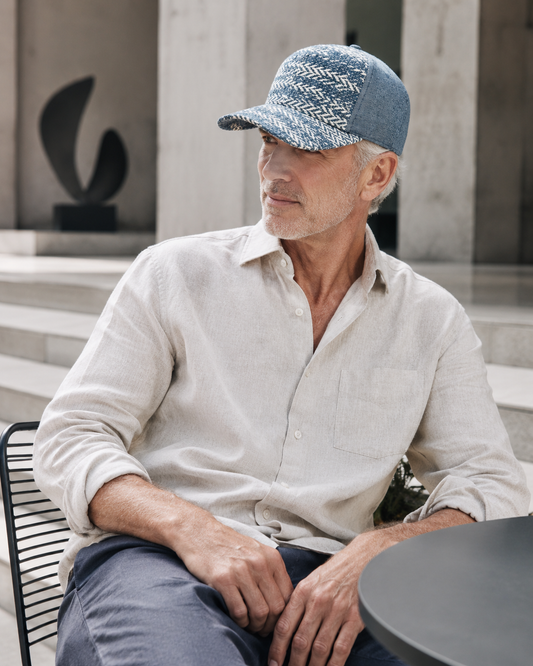 The Primo Ball Cap - Blue Chevron Denim