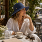 The Frida Packable Straw Hat - Blue Lake