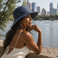 The Frida Packable Straw Hat - Blue Lake