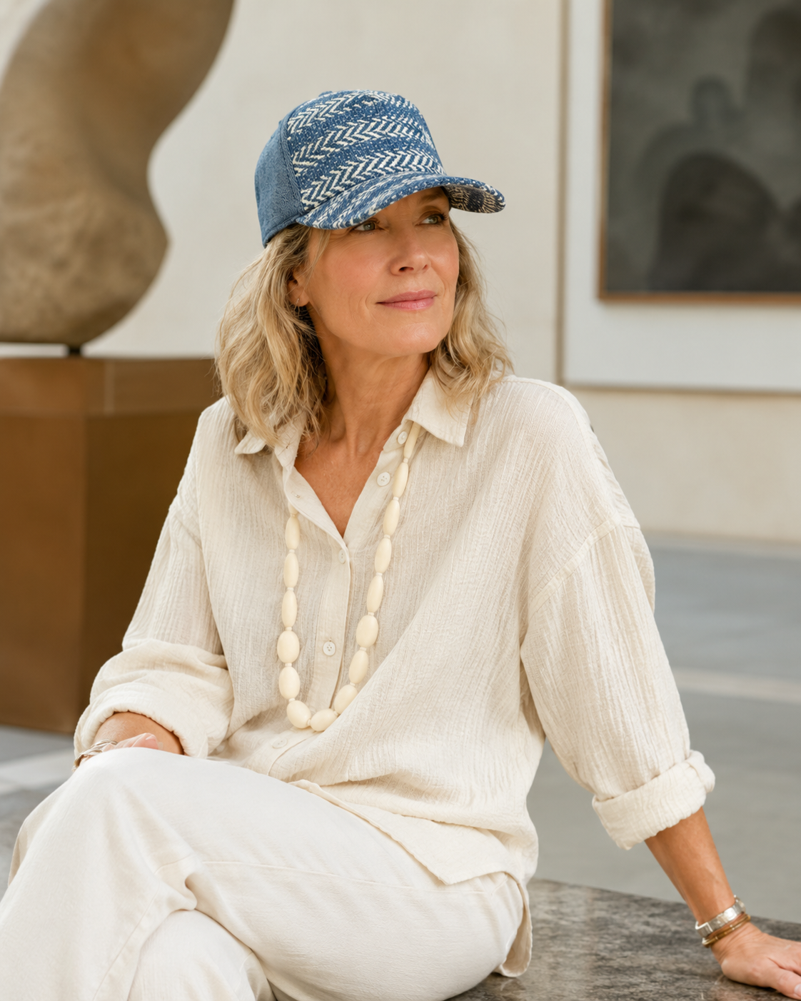 The Primo Ball Cap - Blue Chevron Denim