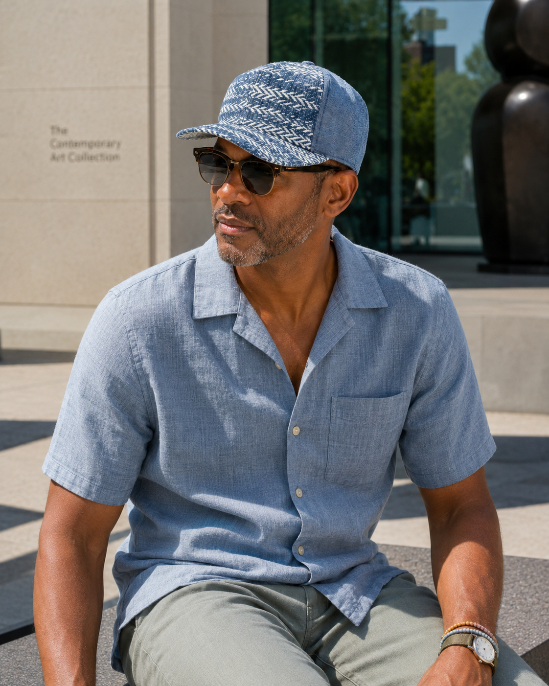 The Primo Ball Cap - Blue Chevron Denim