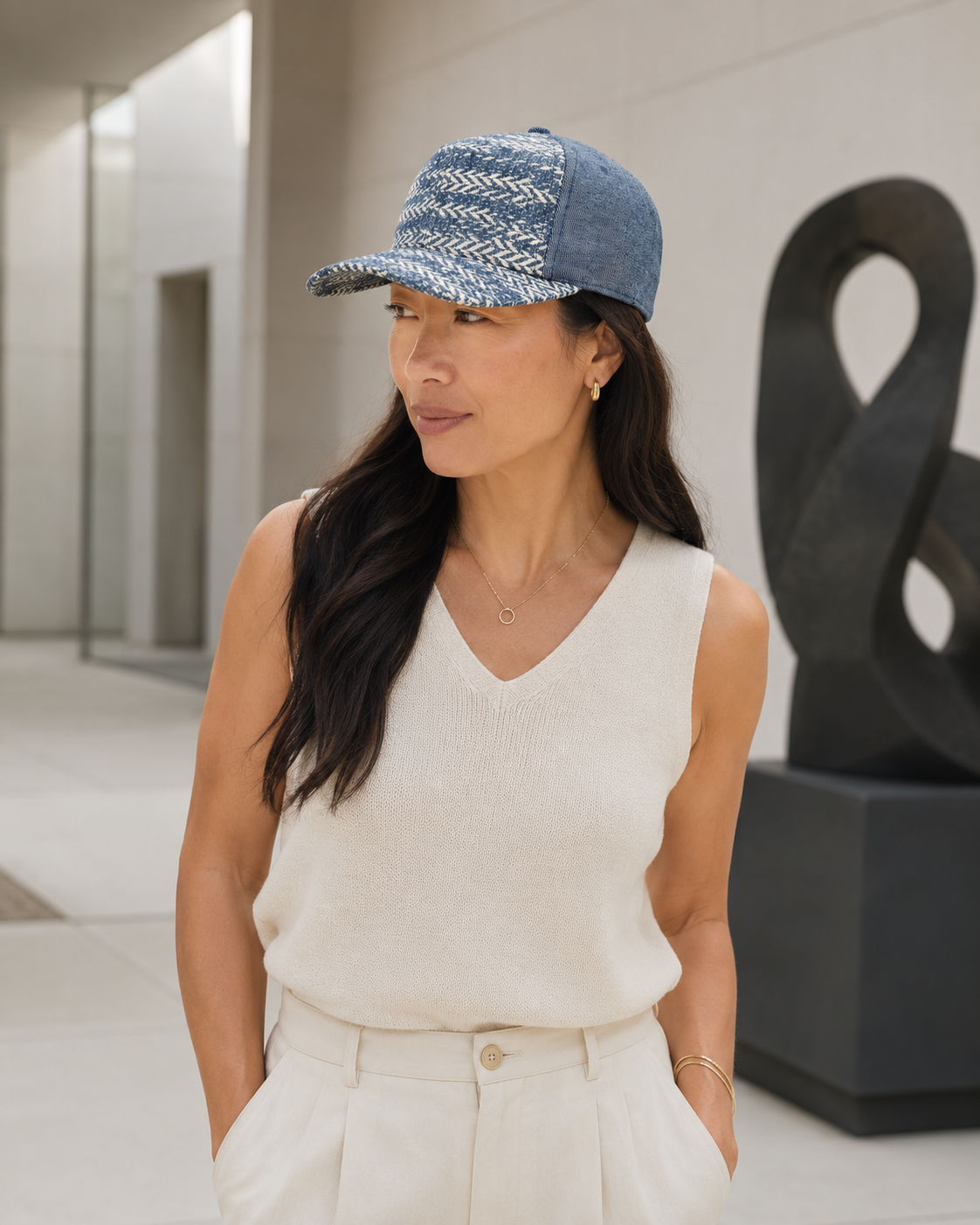 The Primo Ball Cap - Blue Chevron Denim