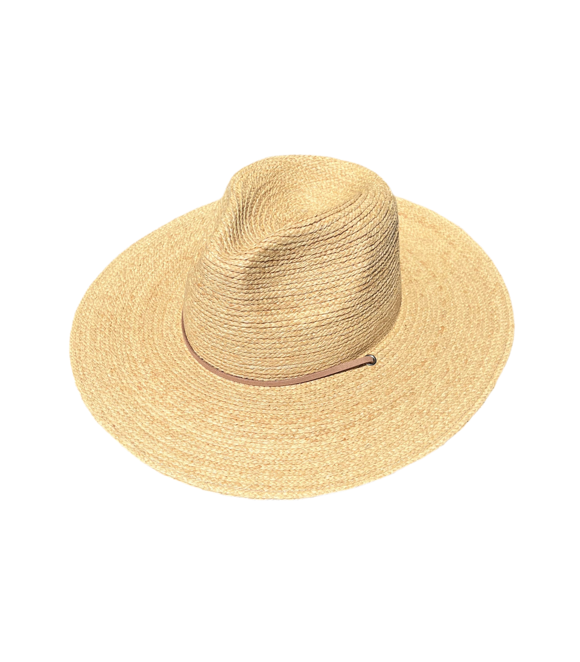 Beige straw hat on a white background