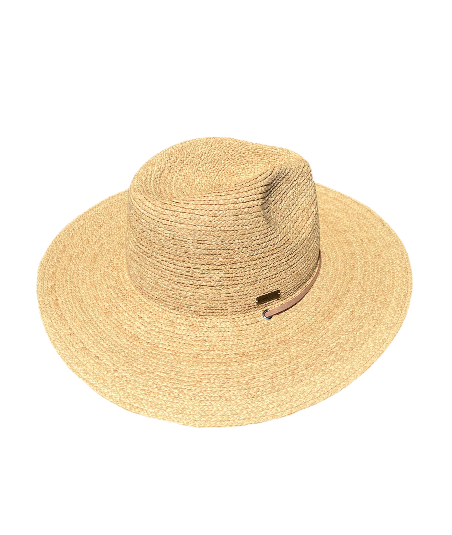 Beige straw hat on a white background