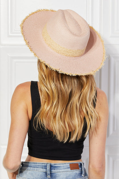Justin Taylor Poolside Baby Straw Fedora Hat in Pale Blush - Nubian Lane Hat Co. 