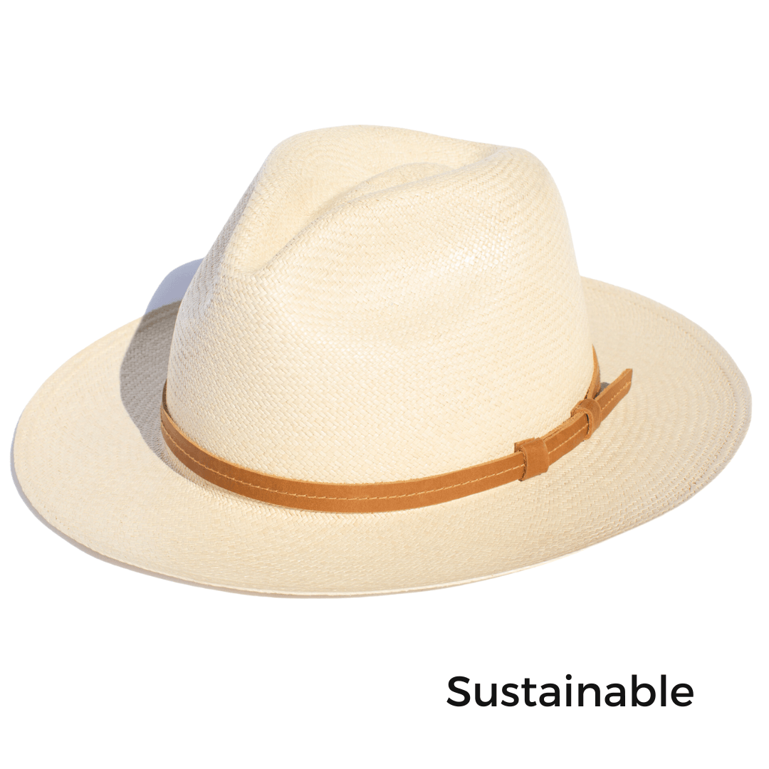 Classic Natural Panama Hat | Leather Headband - Unisex - Nubian Lane Hat Co.
