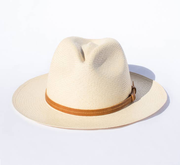 Classic Natural Panama Hat | Leather Headband - Unisex - Nubian Lane Hat Co.
