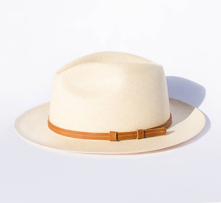 Classic Natural Panama Hat | Leather Headband - Unisex - Nubian Lane Hat Co.