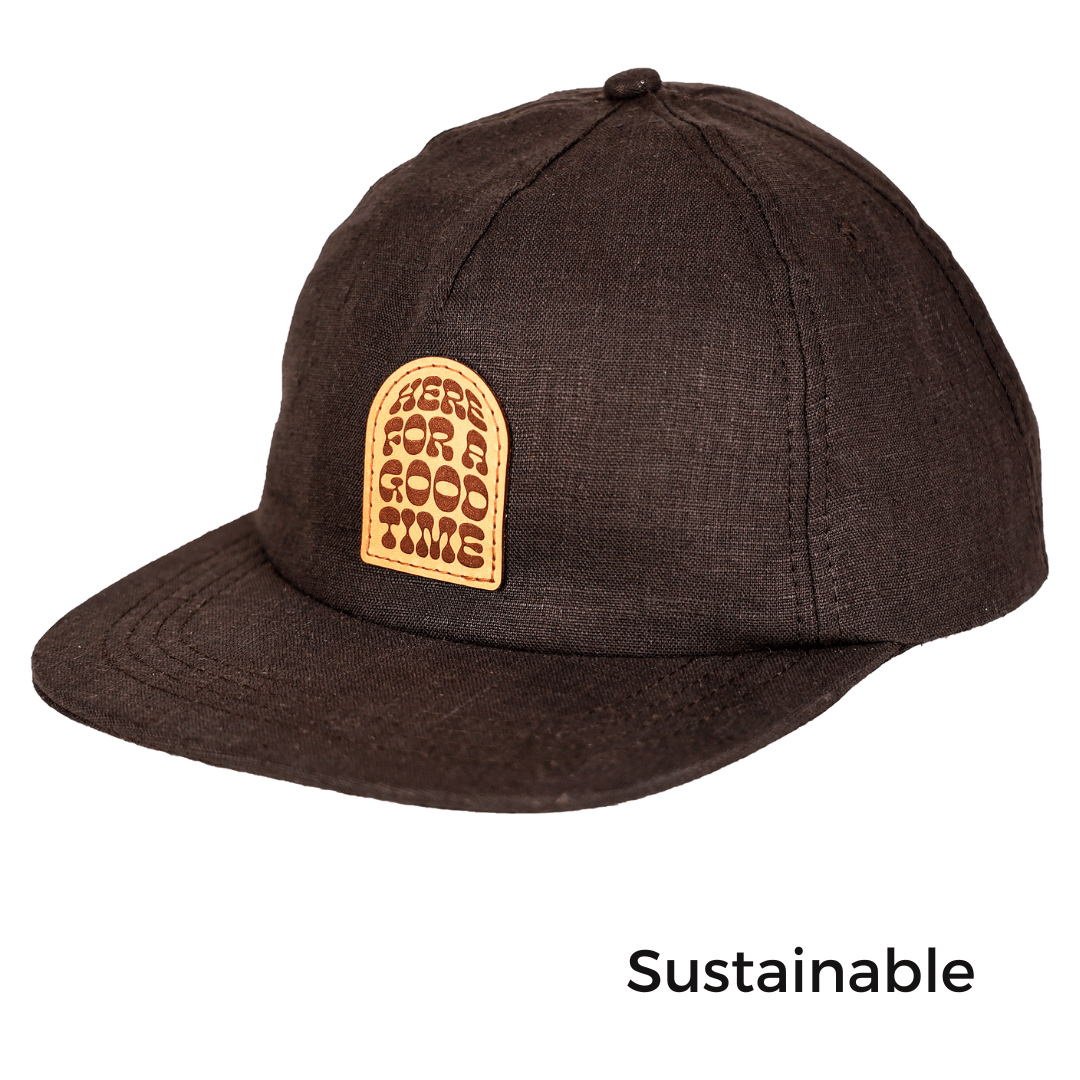 Good Times Plastic Free Strapback | Black | Hemp - Nubian Lane Hat Co.