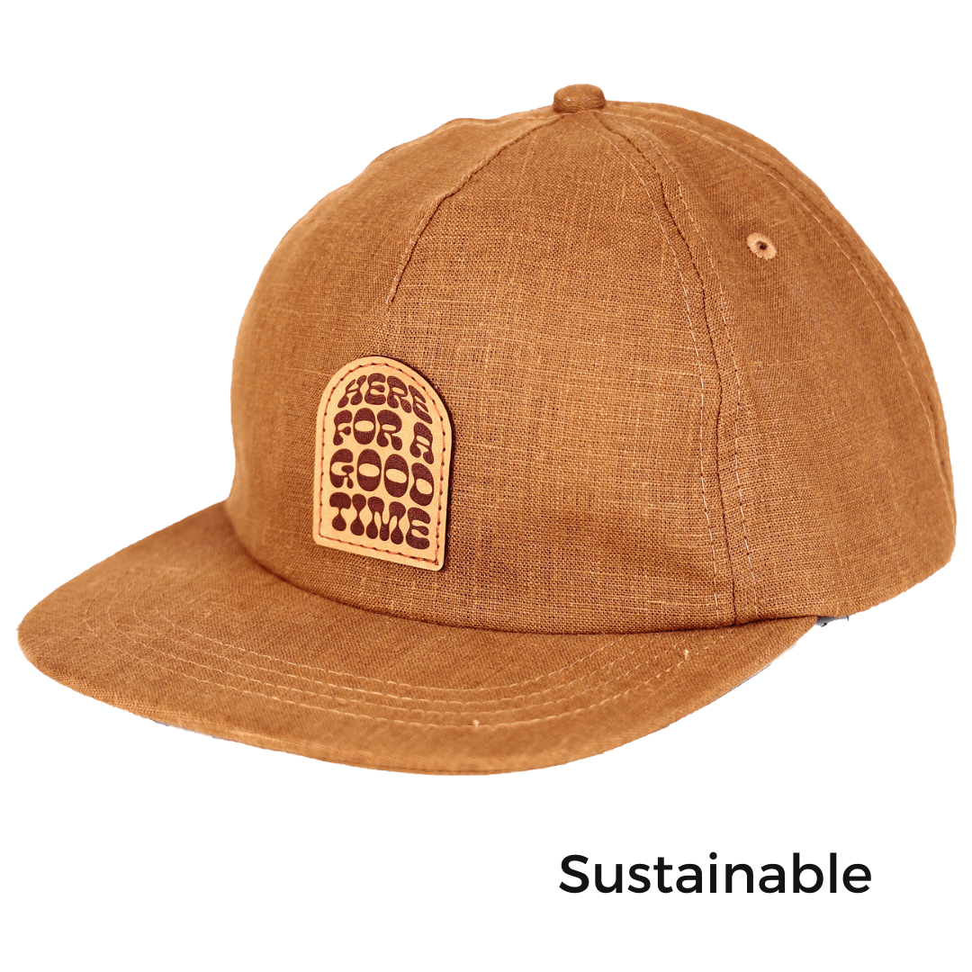 Good Times Plastic Free Strapback | Brown | Hemp - Nubian Lane Hat Co.