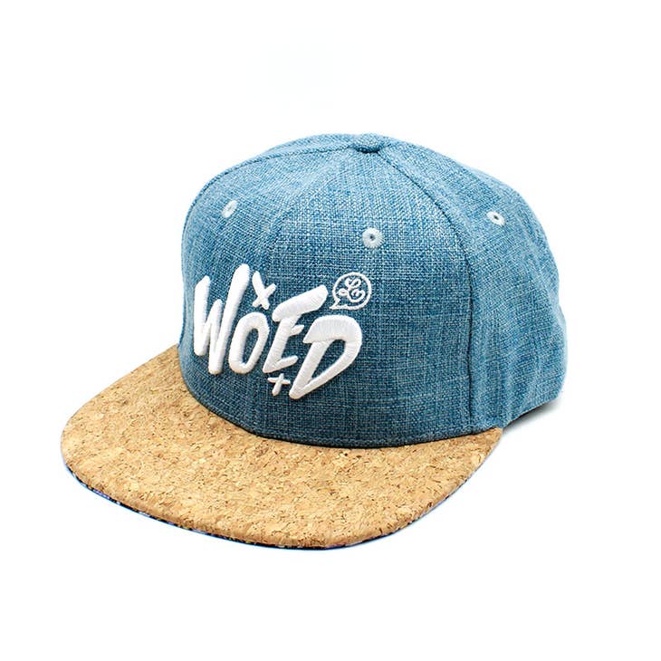Light Blue Snapback | Hemp and Cotton Blend | Cork Brim | Lei Melendres Art - Nubian Lane Hat Co.