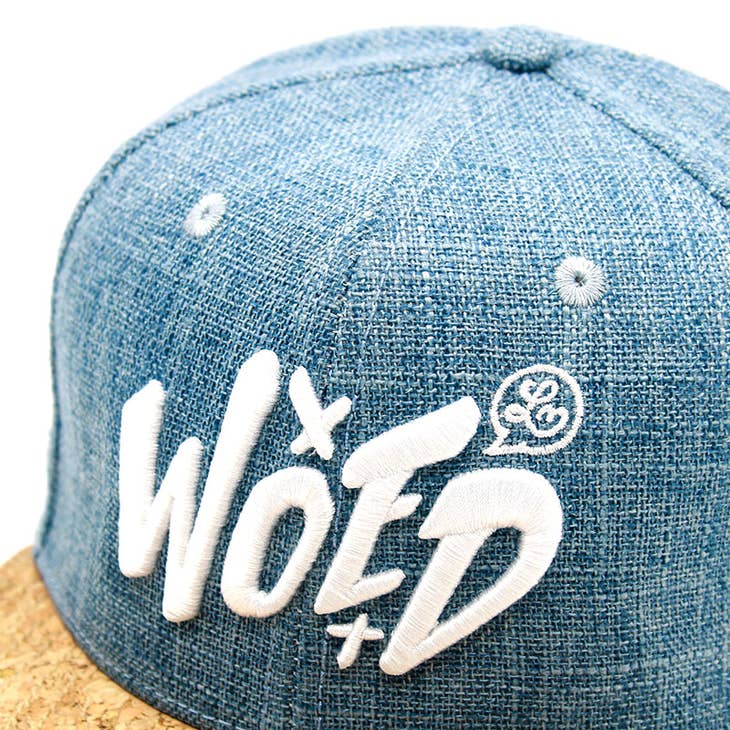 Light Blue Snapback | Hemp and Cotton Blend | Cork Brim | Lei Melendres Art - Nubian Lane Hat Co.