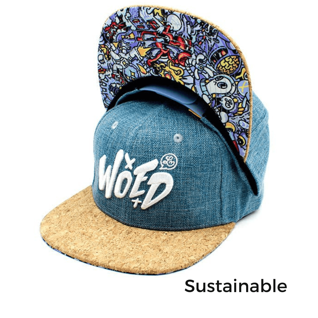 Light Blue Snapback | Hemp and Cotton Blend | Cork Brim | Lei Melendres Art - Nubian Lane Hat Co.