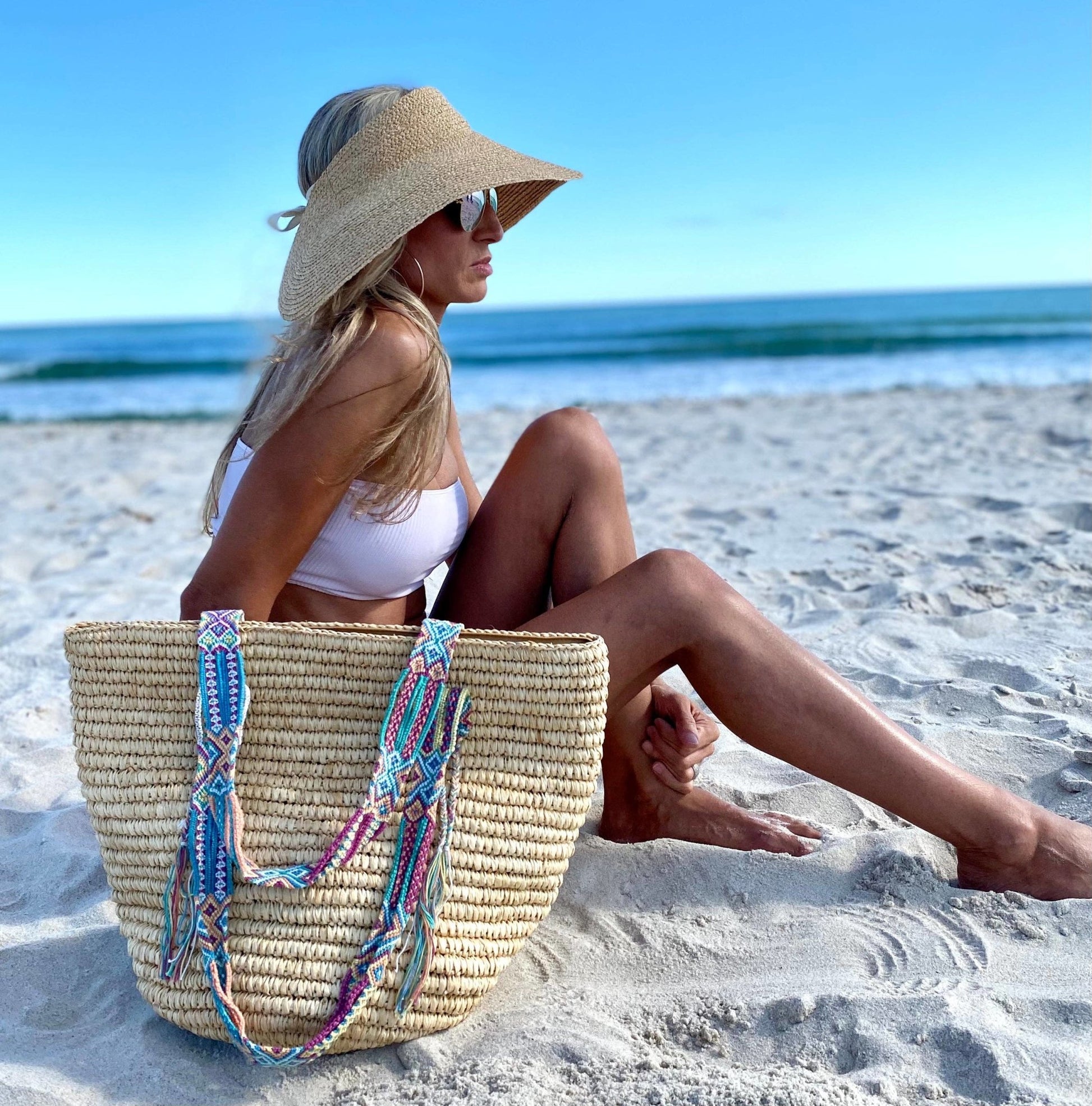 Nora | Raffia Visor - Nubian Lane Hat Co.