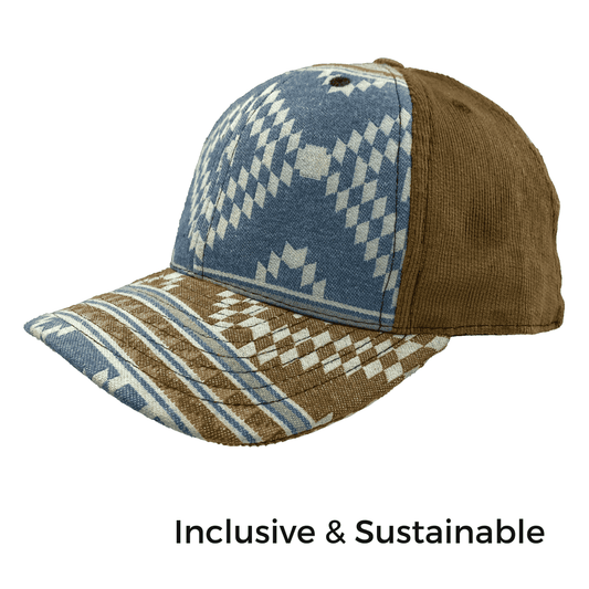 Primo Ball Cap | Blue Tan Corduroy - Nubian Lane Hat Co.