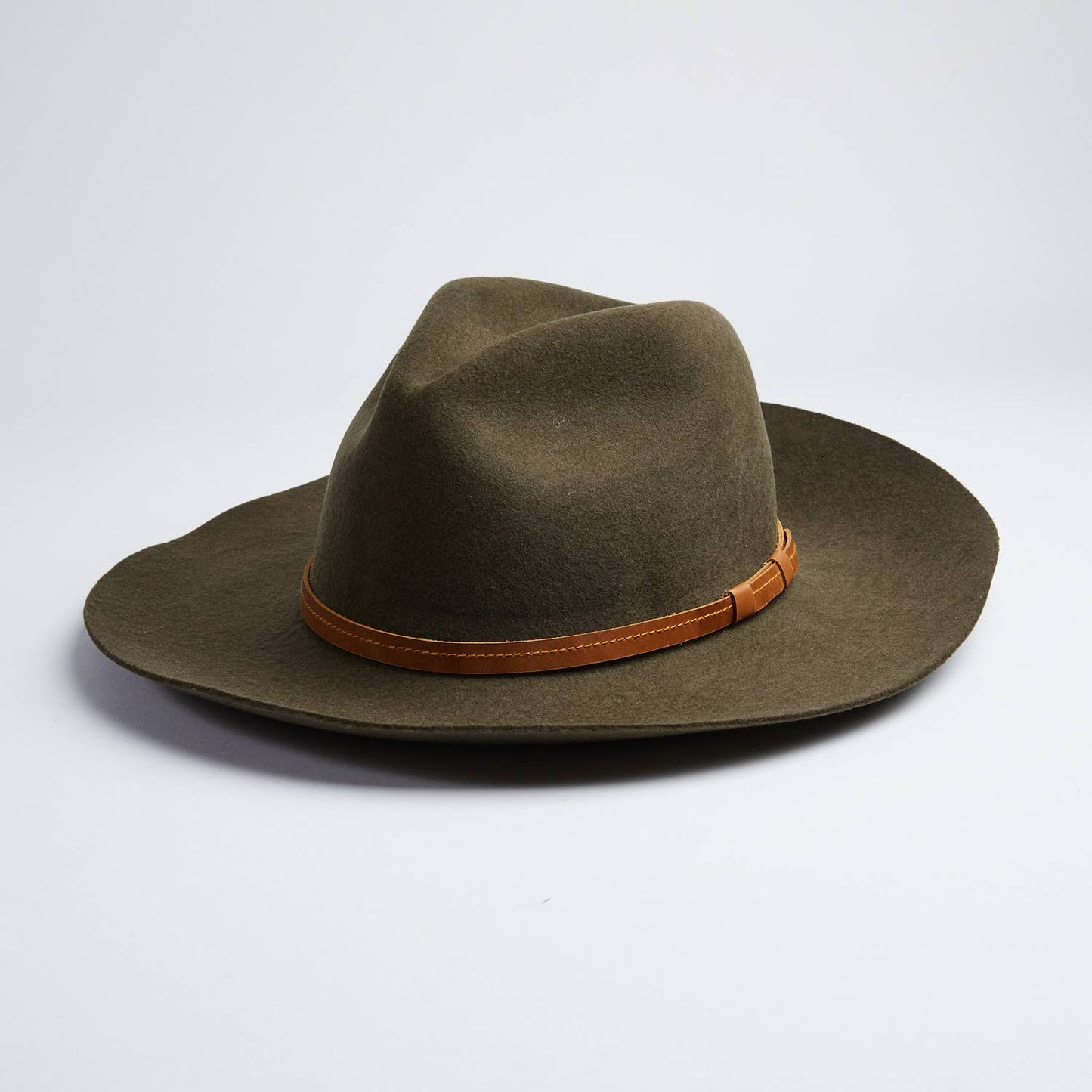 Rancher Style Olive Green Felt Hat | Andean Wool Felt - Nubian Lane Hat Co.