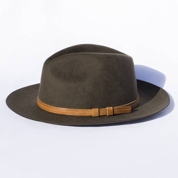Rancher Style Olive Green Felt Hat | Andean Wool Felt - Nubian Lane Hat Co.