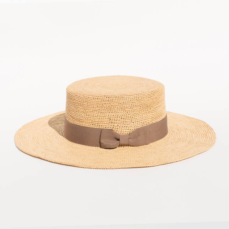 Wide Brim Playa - Beige Crochet Style Straw Hat - Nubian Lane Hat Co.